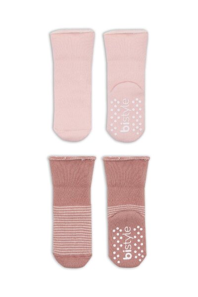 Bistyle 2'Li Çemberli Kaymaz Havlu Soket Çorap 10503 Pudra Pembe - 3