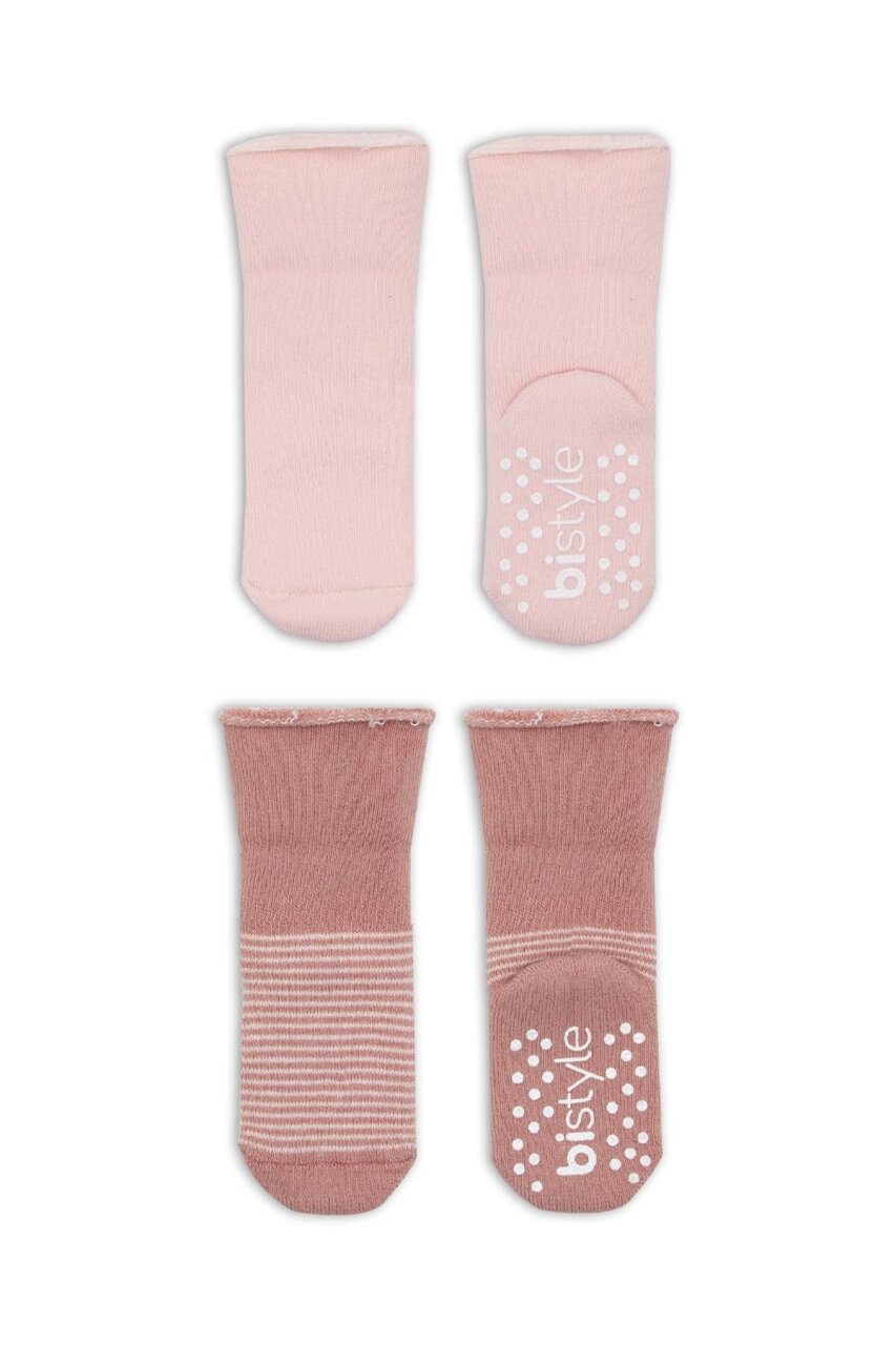 Bistyle 2'Li Çemberli Kaymaz Havlu Soket Çorap 10503 Pudra Pembe - 3