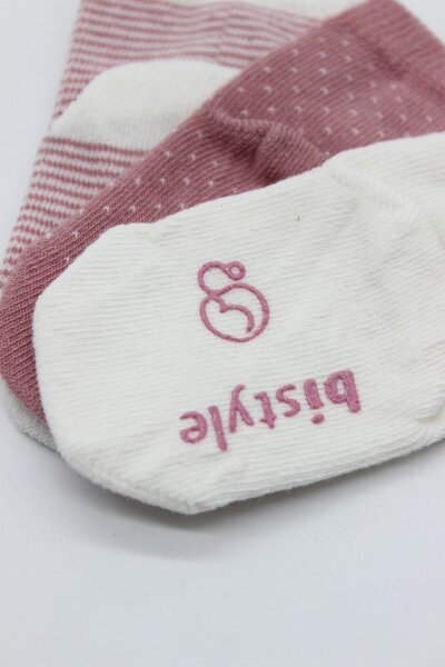 Bistyle 3'Lü Puanlı Kaymaz Penye Soket Çorap 10108 Pudra - 3