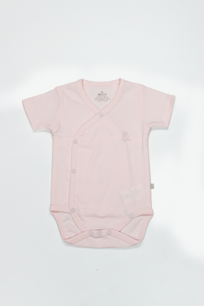 Bistyle Organik Natural Basic Style Kruvaze Yarım Kol Body BS17101 Pembe - 1