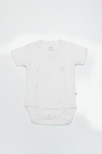 Bistyle Organik Natural Basic Style Kruvaze Yarım Kol Body BS17101 Beyaz - Bistyle