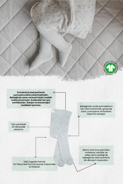 Bistyle Basic Penye Tekli Külotlu Çorap BS1000 Gri Melanj - 2