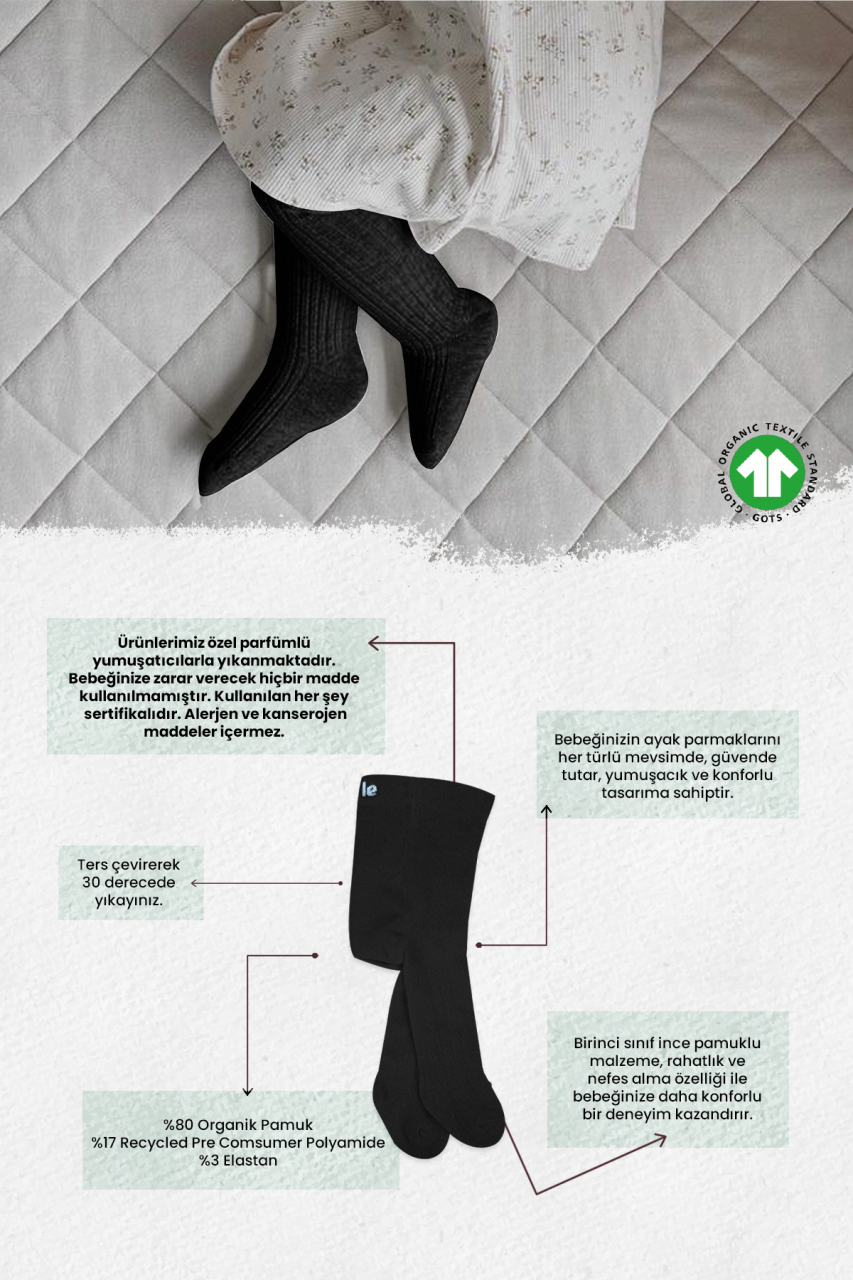 Bistyle Basic Penye Tekli Külotlu Çorap BS1000 Siyah - 2