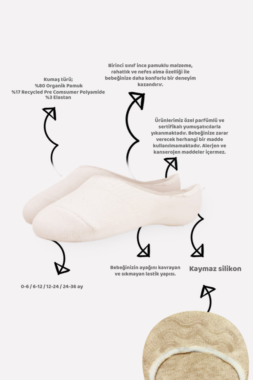 Bistyle 6lı Silikonlu Babet Soket Çorap BS6200 Toprak - 2