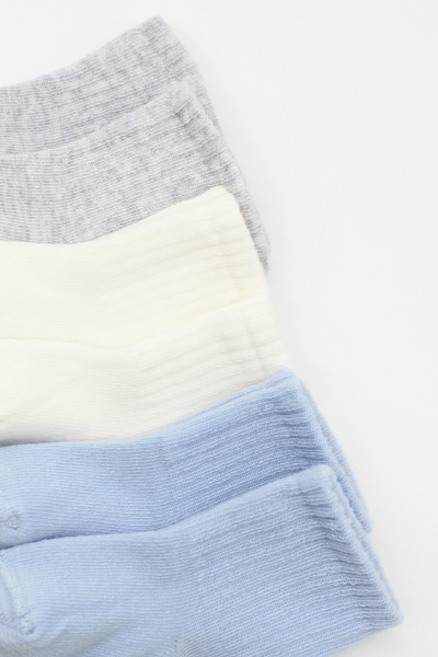 Bistyle Basic 6lı Penye Düz Soket Çorap BS6002 Mavi Ekru - 5