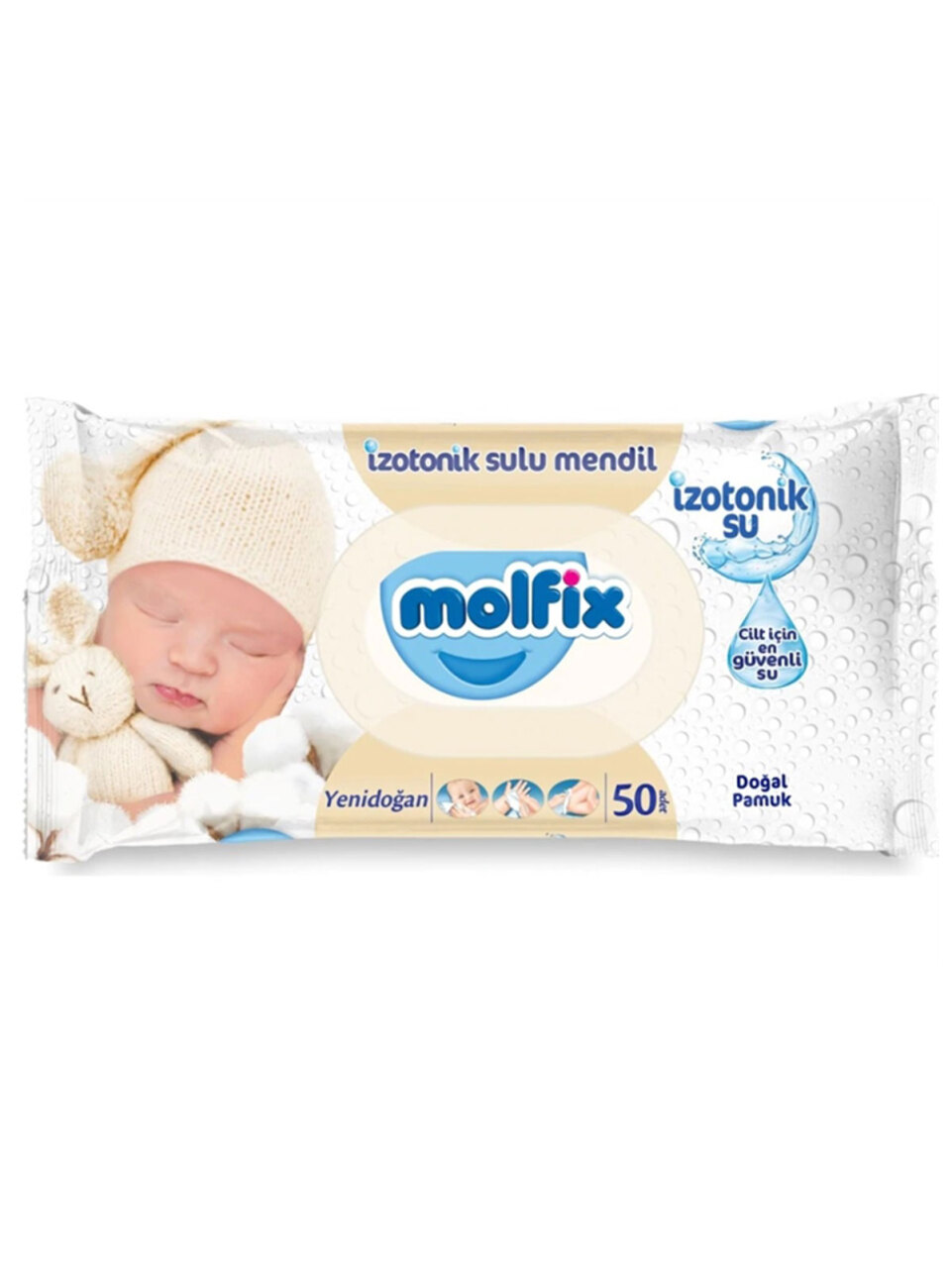 Molfix Yenidoğan İzotonik Sulu Doğal Pamuk Islak Havlu Mendil 3'Lü 150 Yaprak - 5