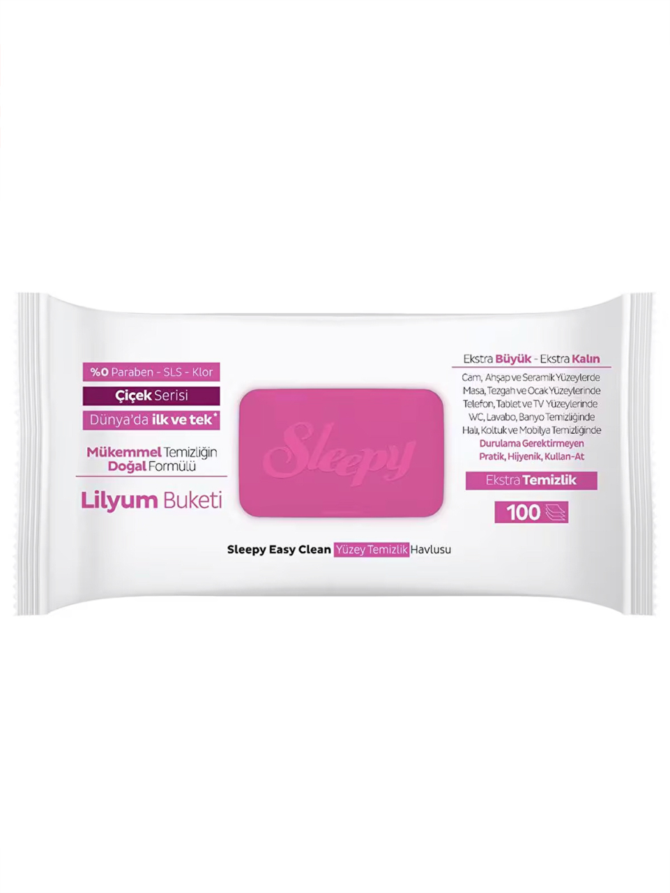 Sleepy Yüzey Temizlik Havlusu 100 Adet Lilyum Pembe - 2