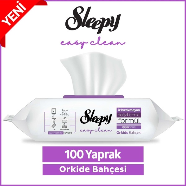 Sleepy Yüzey Temizlik Havlusu 100 Adet Orkide - Sleepy