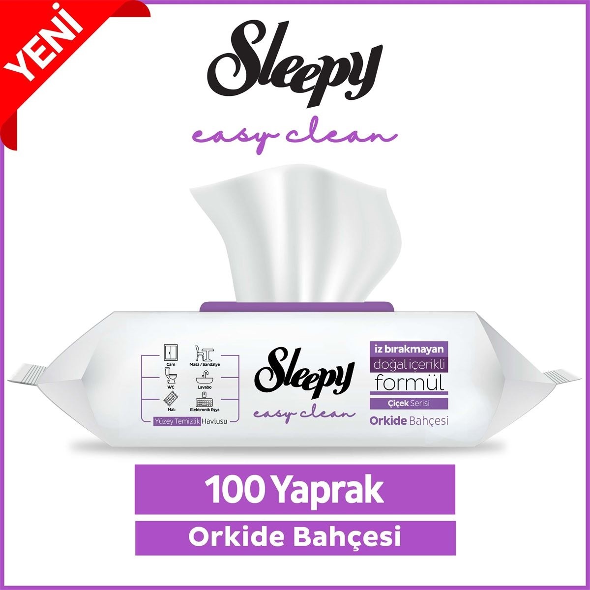 Sleepy Yüzey Temizlik Havlusu 100 Adet Orkide - 1