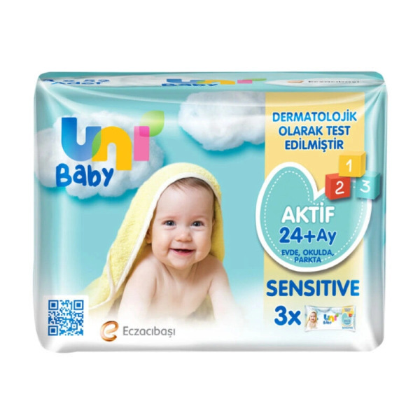 Uni Baby Aktif Sensitive Islak Havlu Mendil 3Lü 156 Yaprak - 1