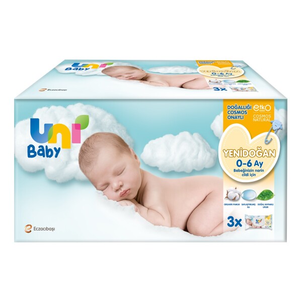 Uni Baby Yenidoğan Islak Havlu Mendil 3Lü 120 Yaprak - 1