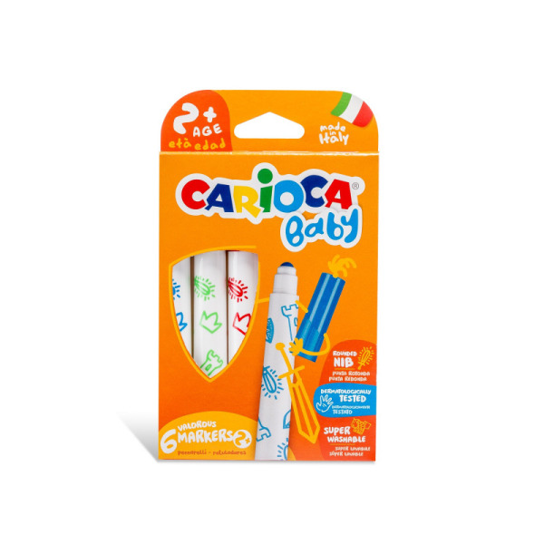 Carioca Jumbo Bebek Süper Yıkanabilir Keçeli Boya Kalemi 6'Lı +2 Yaş - 1