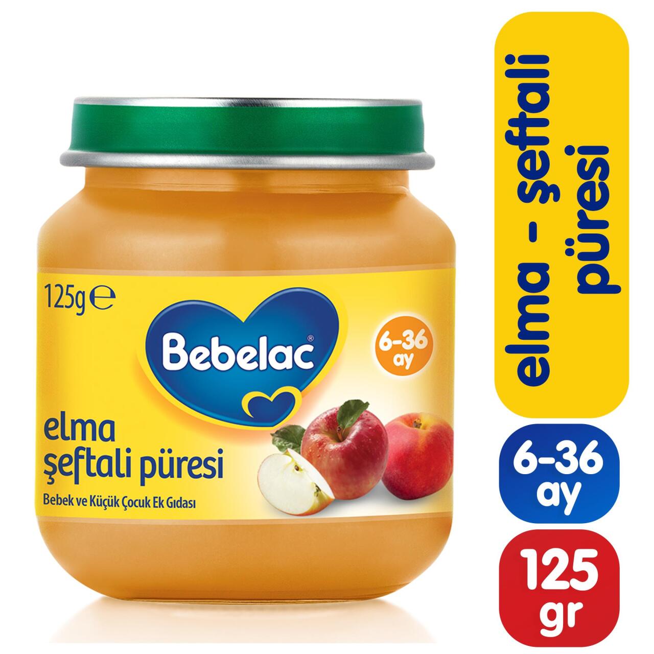 Bebelac Elma Şeftali Püresi Kavanoz Maması 125 Gr - 1