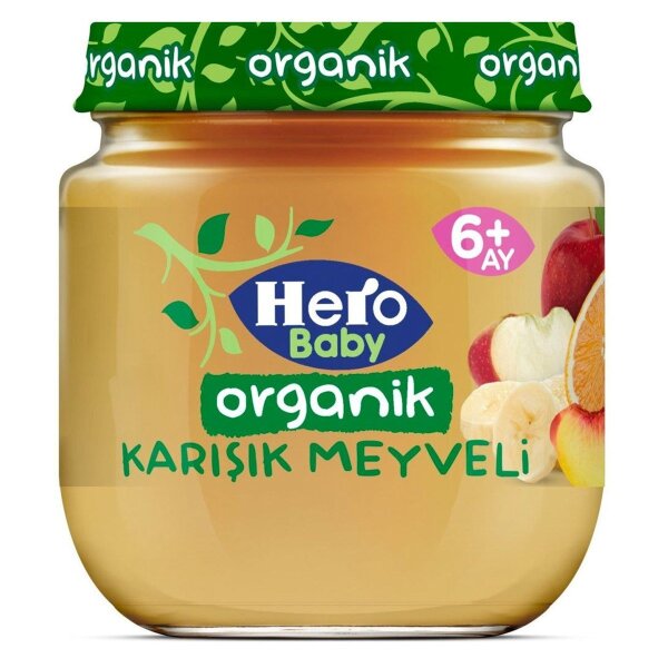 Hero Baby Organik Karışık Meyveli Püresi Kavanoz Mama 120 Gr - Hero Baby