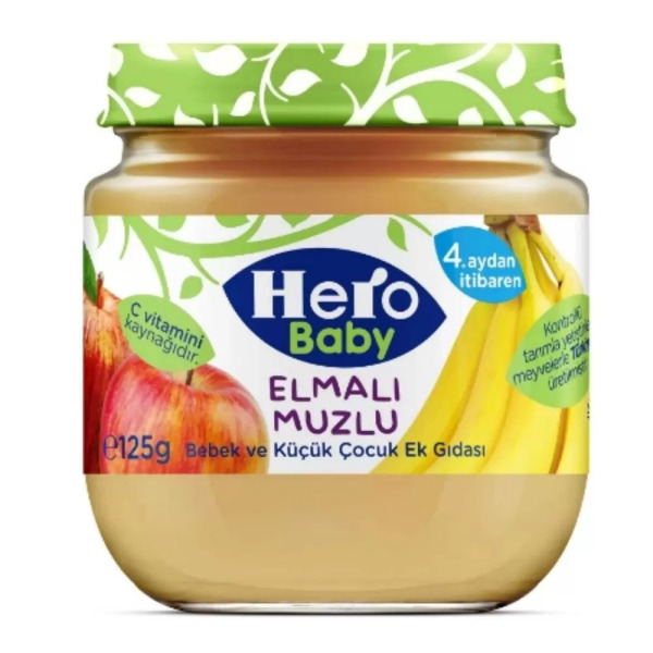 Hero Baby Elmalı Muzlu Kavonoz Mama 125 Gr - Hero Baby