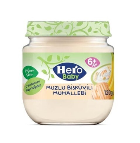 Hero Baby Muzlu Bisküvili Muhallebi Kavanoz Mama 120 Gr - Hero Baby