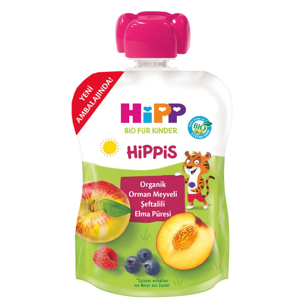 Hipp Organik Orman Meyveli Şeftalili Elma Püresi 100 Gr - 1