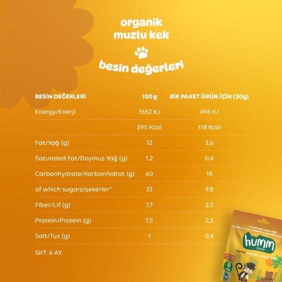 Humm Organik Glutensiz Vegan Muzlu Kek 30 Gr - 5