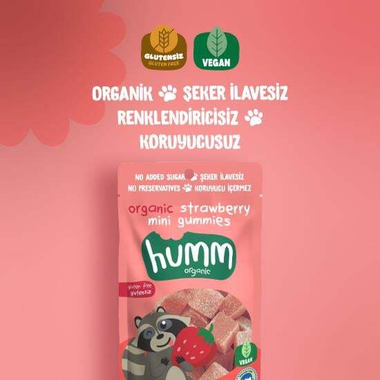 Humm Organik Çilekli Glutensiz Vegan Mini Küpler 30 Gr - 2