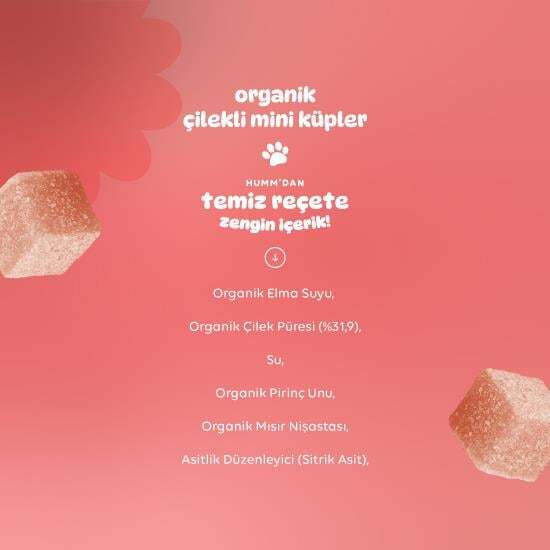 Humm Organik Çilekli Glutensiz Vegan Mini Küpler 30 Gr - 4