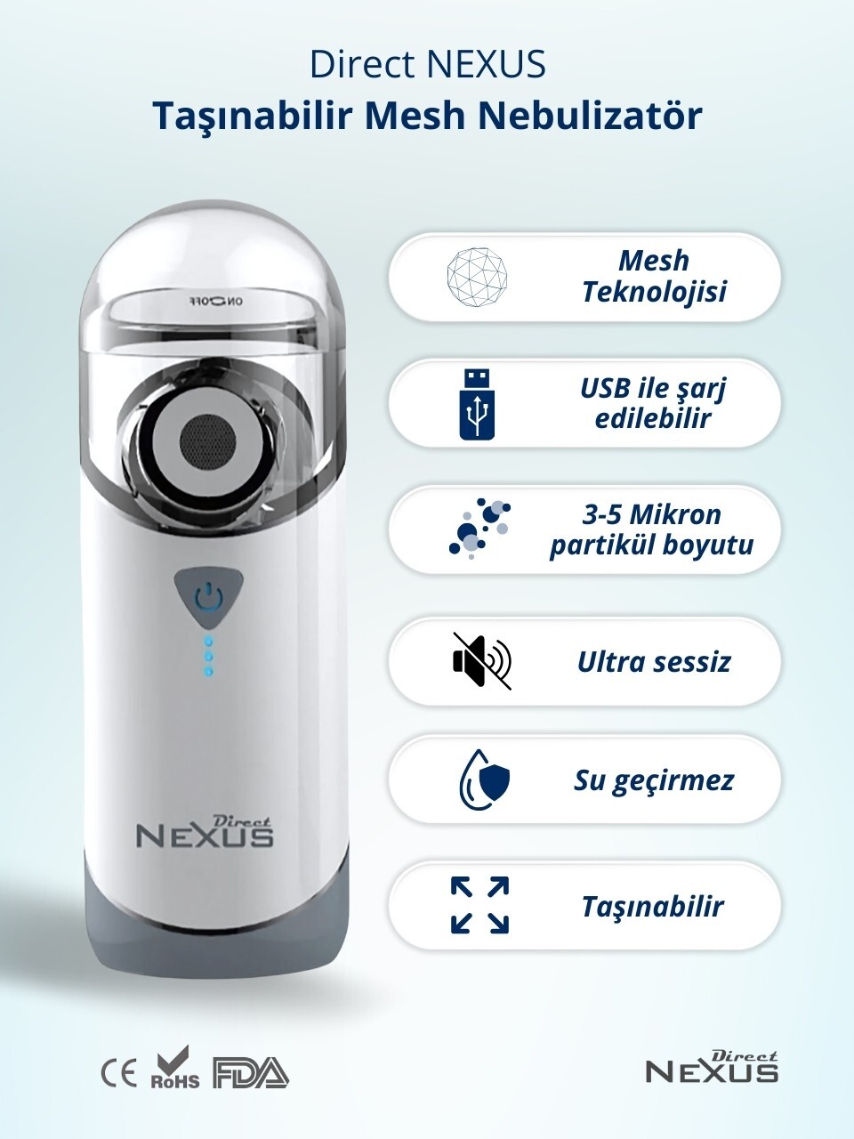 Direct Nexus Taşınabilir Mesh Hava Makinesi Nebulizatör - 4