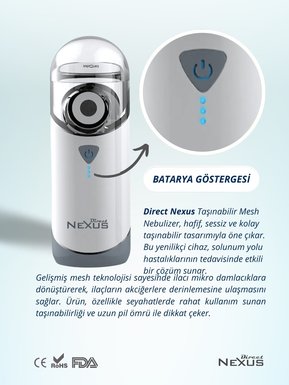 Direct Nexus Taşınabilir Mesh Hava Makinesi Nebulizatör - 5