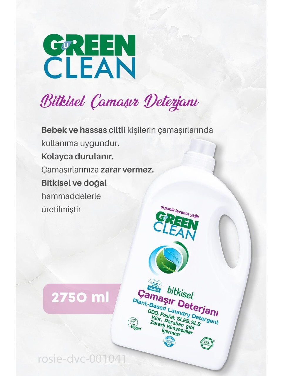 Green Clean Bitkisel Çamaşır Deterjanı 2750 ml (55 Yıkama) - 2