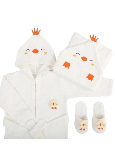 Bebitof Baby Civcivli Bornoz Seti 30038 Ekru - 2