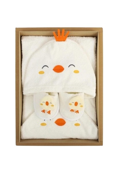 Bebitof Baby Civcivli Bornoz Seti 30038 Ekru - 7
