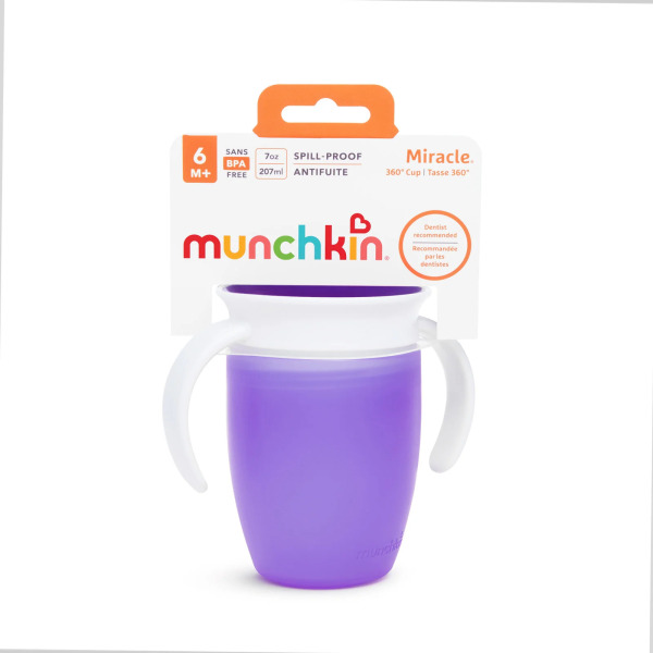 Munchkin Mucize 360° Alıştırma Bardağı 6 Ay+ 207 ml Mor - 4