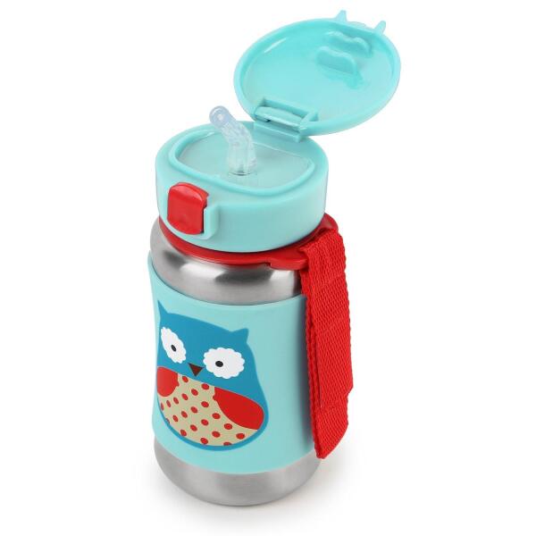 Skip Hop Zoo Pipetli Paslanmaz Çelik Suluk 350 ml Baykuş - 2