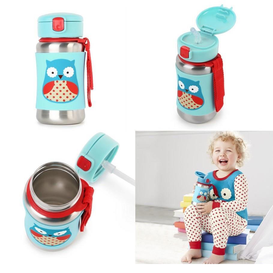 Skip Hop Zoo Pipetli Paslanmaz Çelik Suluk 350 ml Baykuş - 4