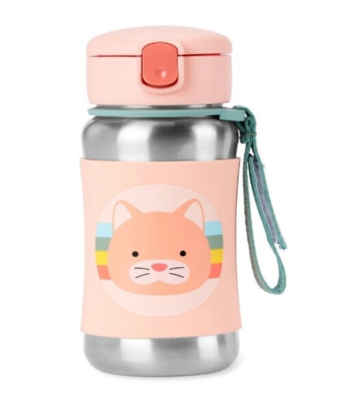 Skip Hop Zoo Pipetli Paslanmaz Çelik Suluk 350 ml Kedi - Skip Hop