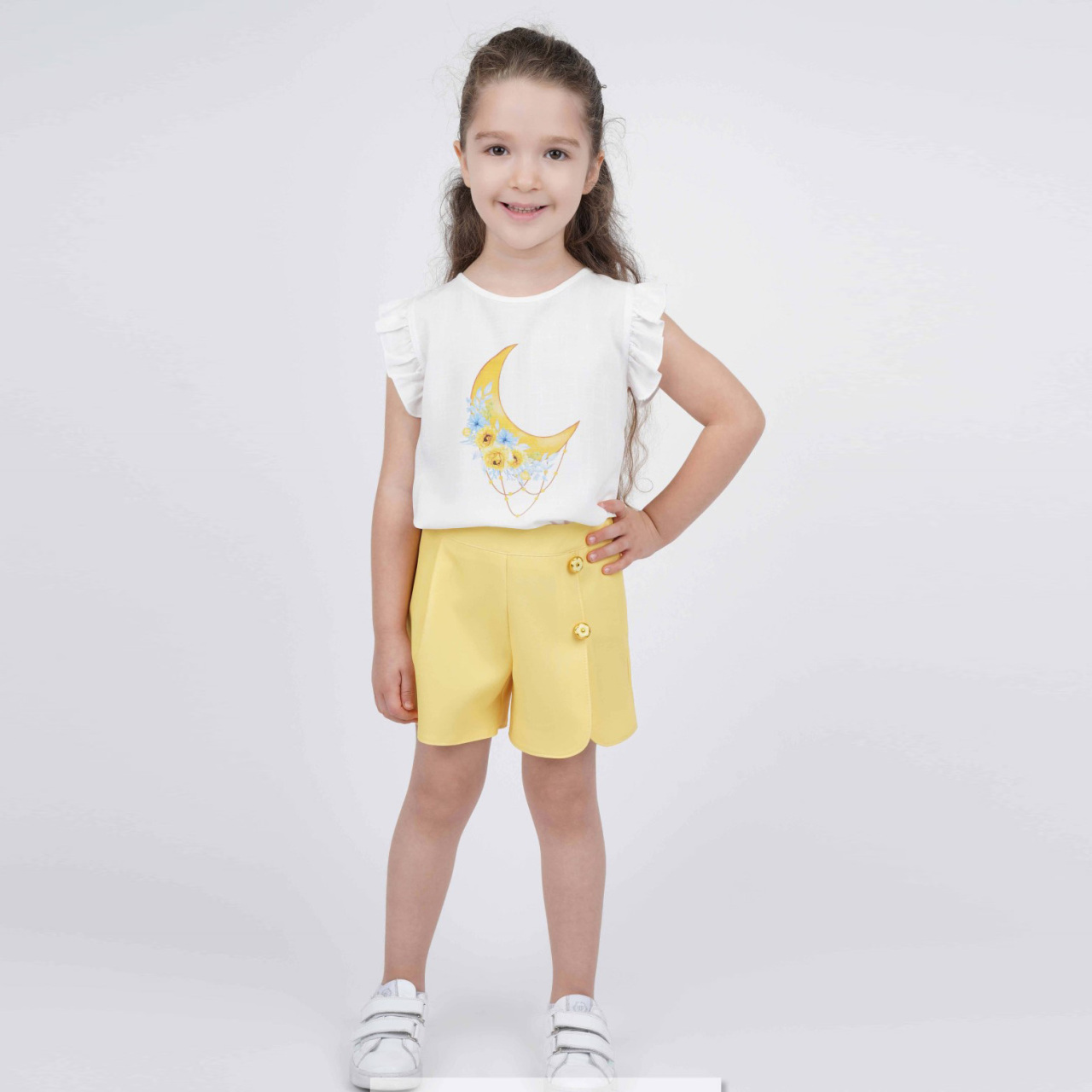 P-003403 (bes 3965) Kız Şort 2-6 Yaş Sarı - 1