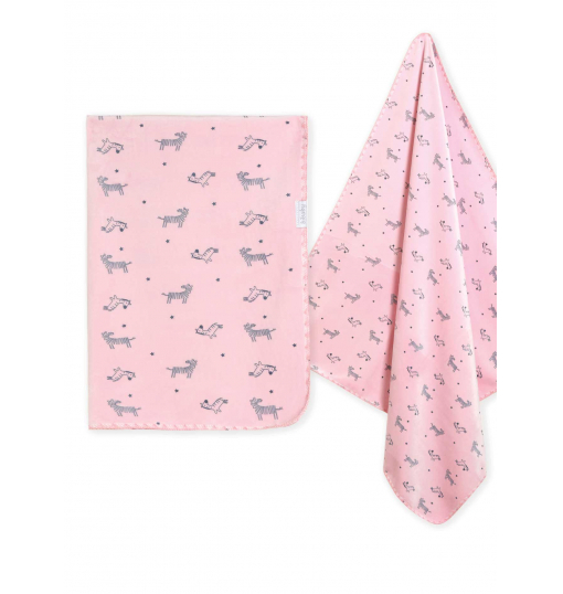 بطانية بيبي بيبي هابي زيبرا لاند الرقيقة للأطفال 64529 وردية - 2