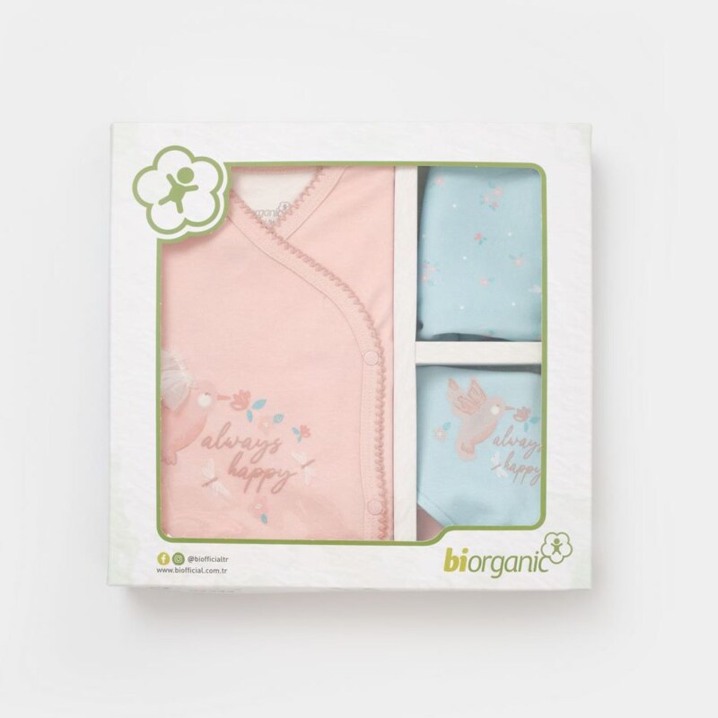 Bibaby Biorganic Always Happy 5'Li Hastane Çıkış Seti 62343 Gül Kurusu Mint - 7
