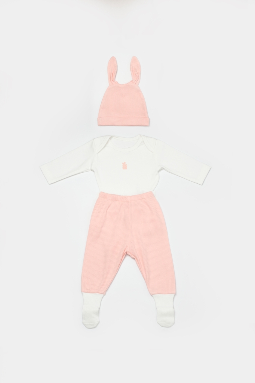 Bibaby Biorganic Bunny 3'Lü Bebek Takım 73326 Pembe - 1