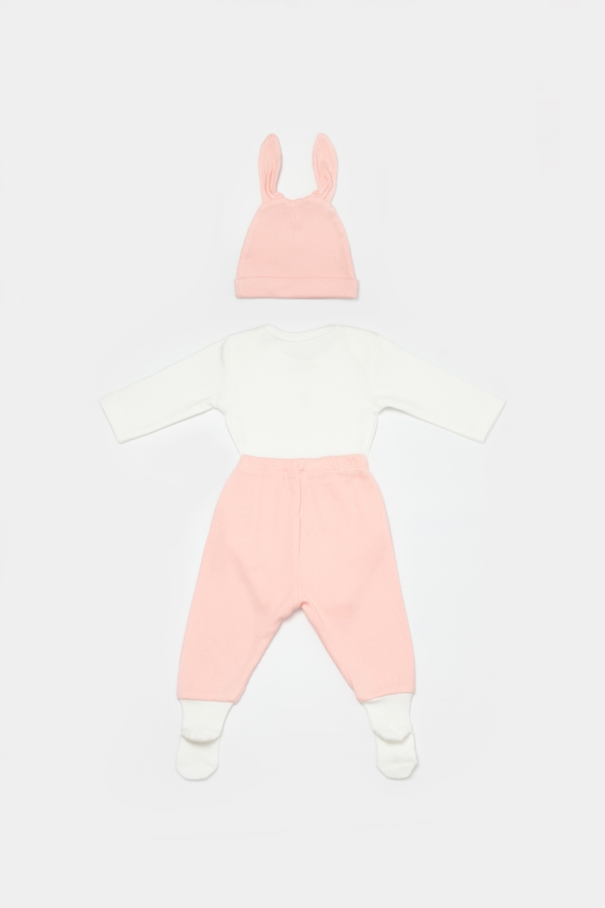 Bibaby Biorganic Bunny 3'Lü Bebek Takım 73326 Pembe - 2