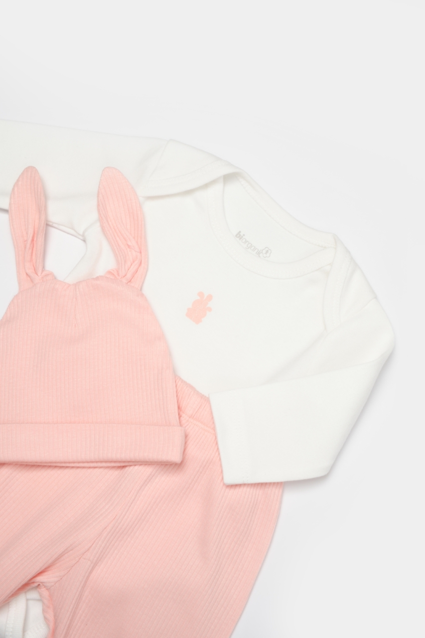 Bibaby Biorganic Bunny 3'Lü Bebek Takım 73326 Pembe - 6