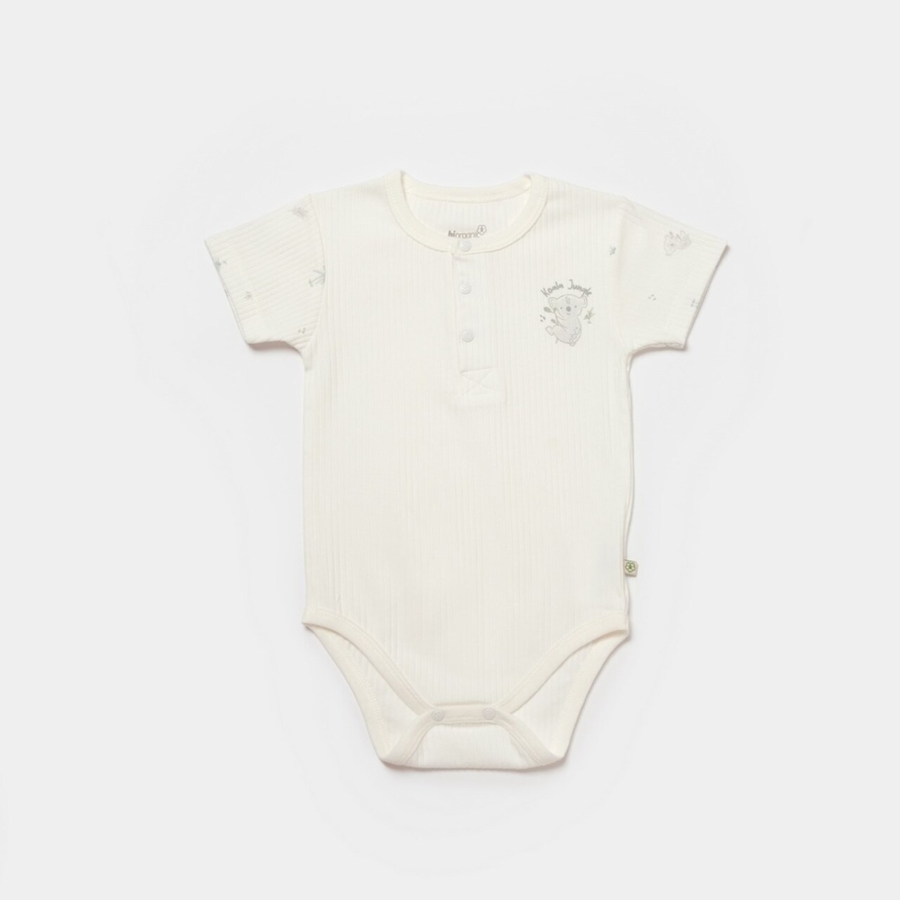 Bibaby Biorganic Koala Jungle Kısa Kol Bebek Body 56972 Gri - 1
