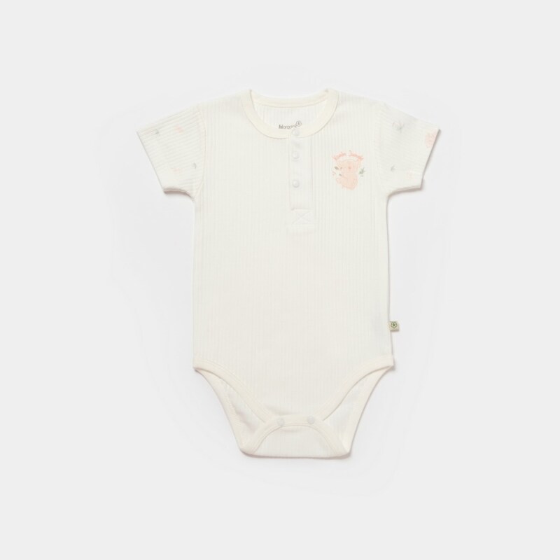 Bibaby Biorganic Koala Jungle Kısa Kol Bebek Body 56972 Pembe - 1