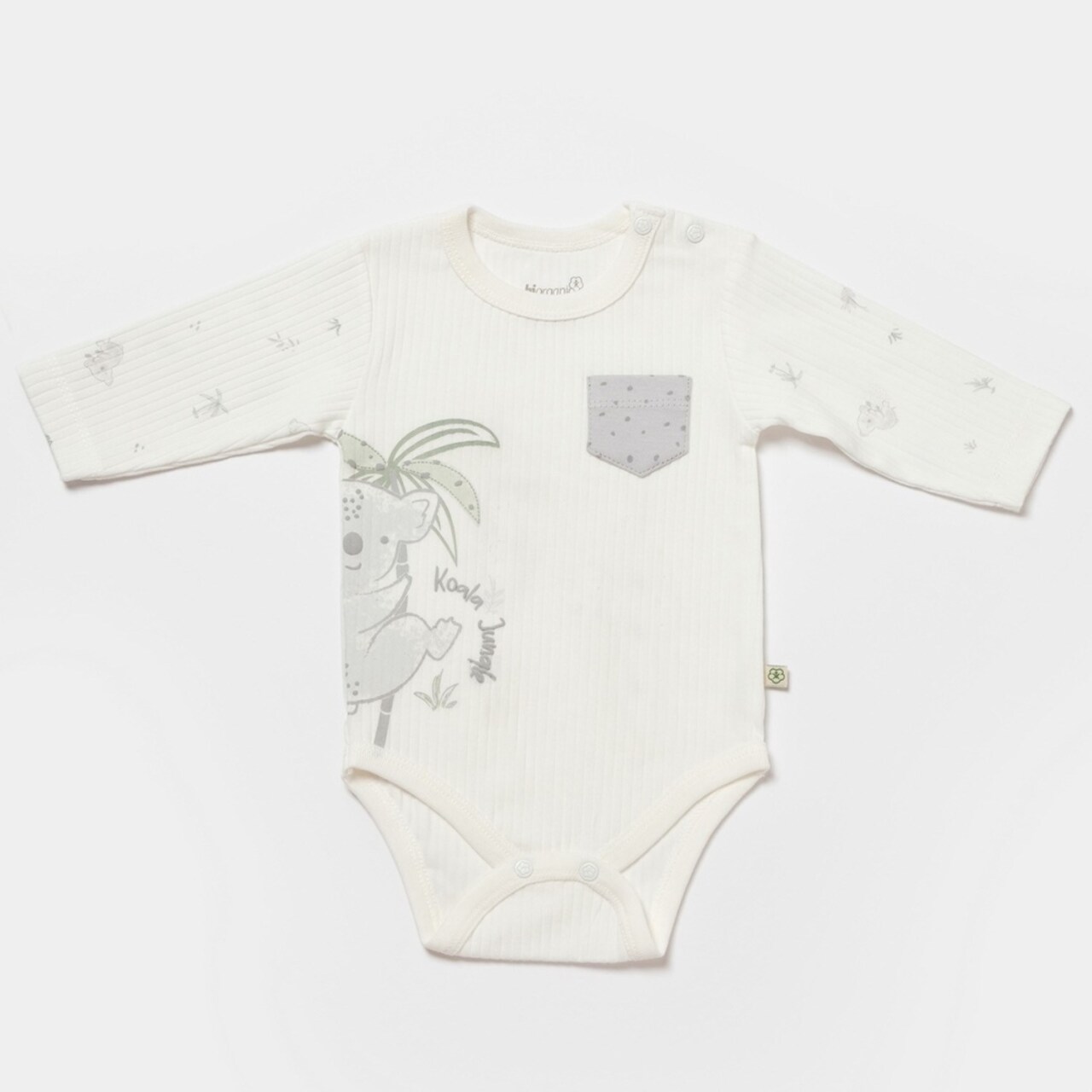 Bibaby Biorganic Koala Jungle Uzun Kol Bebek Body 56969 Gri - 1