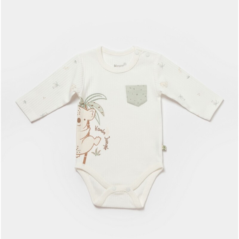 Bibaby Biorganic Koala Jungle Uzun Kol Bebek Body 56969 Mint - 1