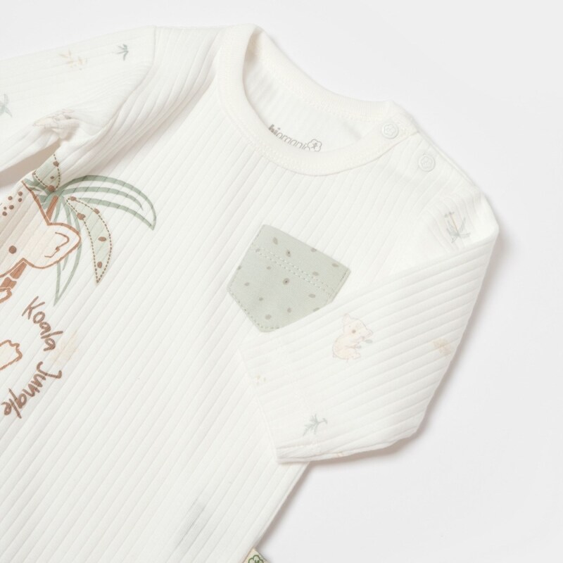 Bibaby Biorganic Koala Jungle Uzun Kol Bebek Body 56969 Mint - 3