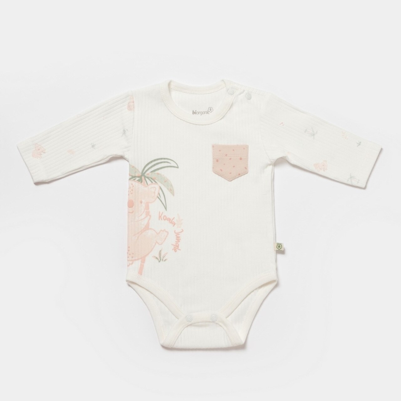 Bibaby Biorganic Koala Jungle Uzun Kol Bebek Body 56969 Pembe - 1