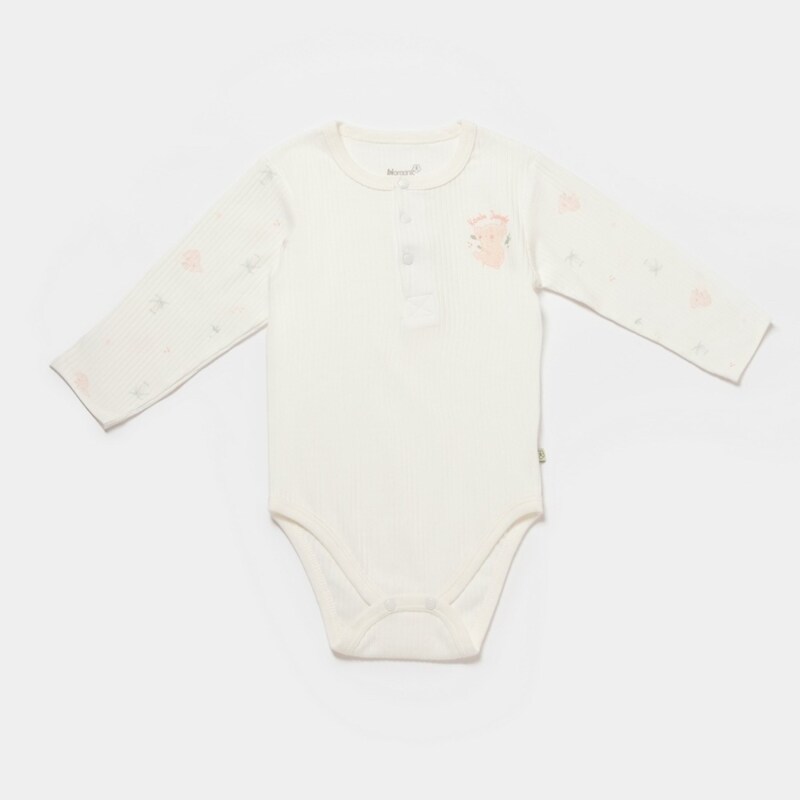 Bibaby Biorganic Koala Jungle Uzun Kol Bebek Body 56973 Pembe - 1