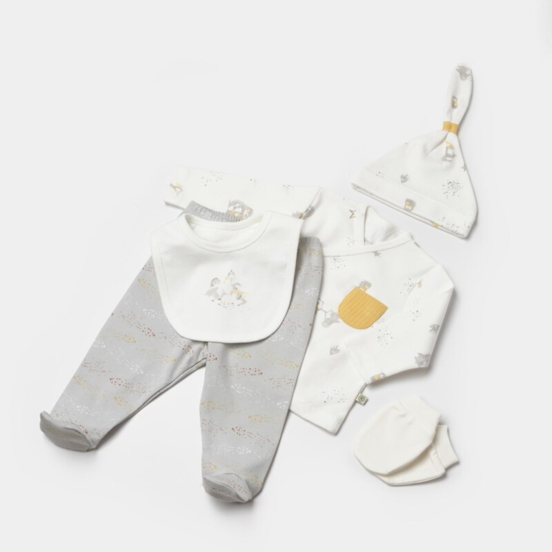 Bibaby Biorganic Penguin Club 5 Parça Hastane Çıkış Seti 62351 Ekru Gri - 2