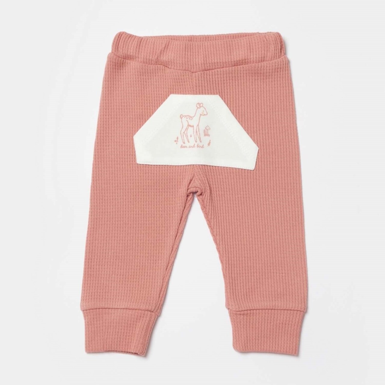 Bibaby Biorganic Waffle Deer And Bird Bebek Pantolon 57895 Ekru Gül Kurusu - 1