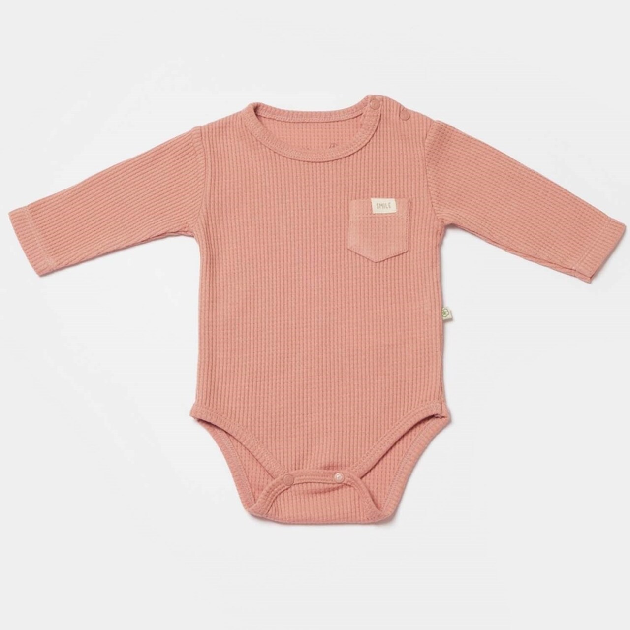 Bibaby Biorganic Waffle Smile Bebek Body 56978 Kırmızı Kahverengi - 1