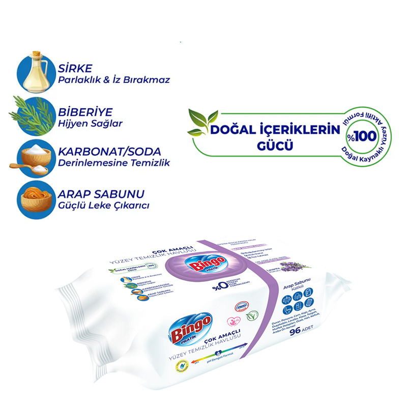 منشفة تنظيف الأسطح من بينجو، 96 قطعة مع صابون الأطباق - 2